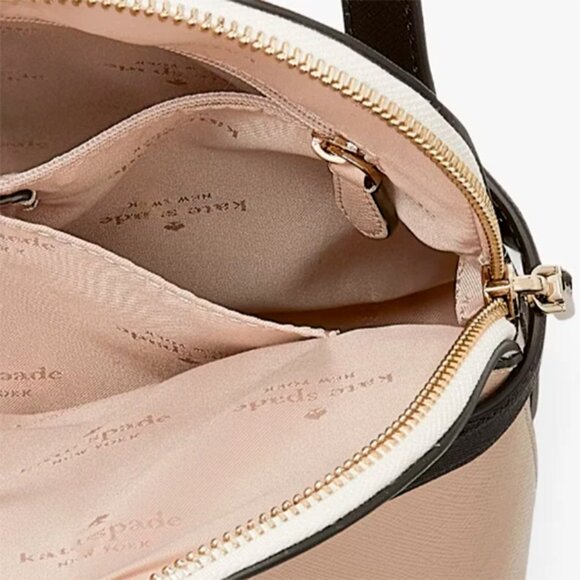 S Kate Spade Staci Dome Backpack Beige & White Saffiano Leather Bag KG022 NWT